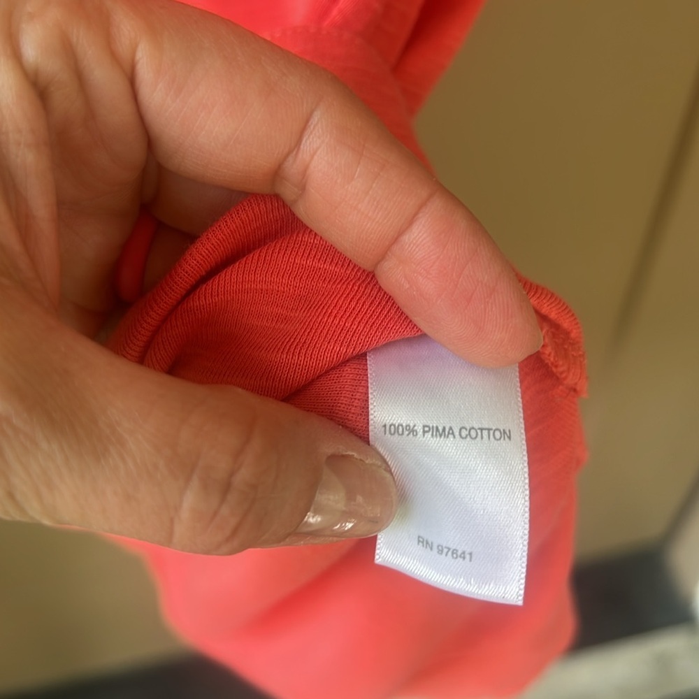 J.Jill Sz L Essential Pima Shirttail Tunic in Orange Coral Slub Pima Cotton - Picture 5 of 7